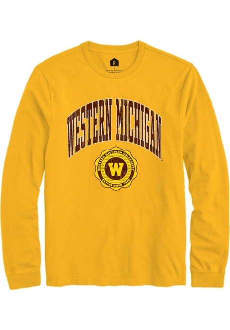 Mens Western Michigan Broncos Gold Rally Arch Seal Tee