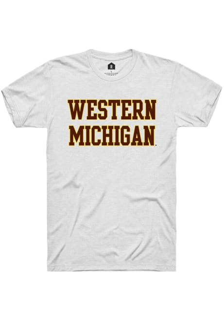 Western Michigan Broncos White Rally Straight Block Short Sleeve T Shirt