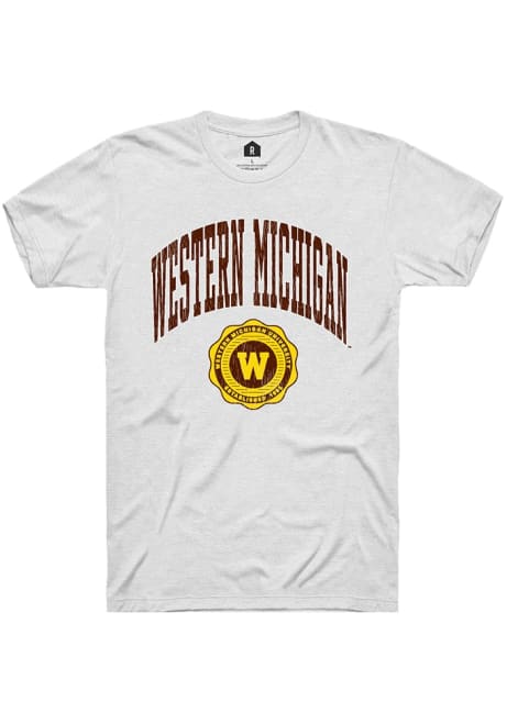 Western Michigan Broncos White Rally Arch Seal Short Sleeve T Shirt