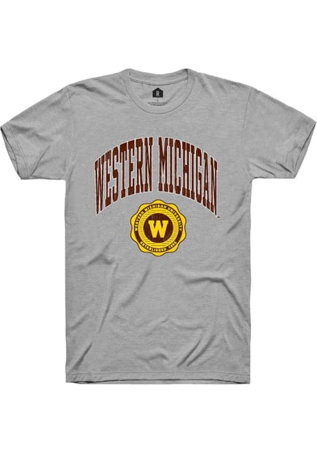 Western Michigan Broncos Grey Rally Arch Seal Short Sleeve T Shirt