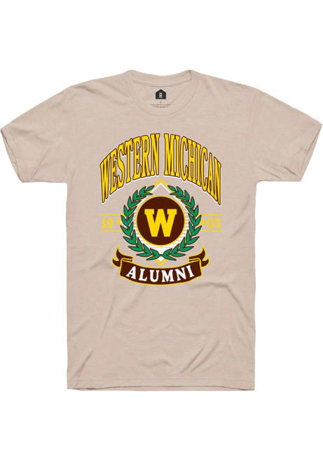 Western Michigan Broncos Tan Rally Alumni Wreath Short Sleeve T Shirt