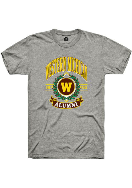 Western Michigan Broncos Grey Rally Alumni Wreath Short Sleeve T Shirt