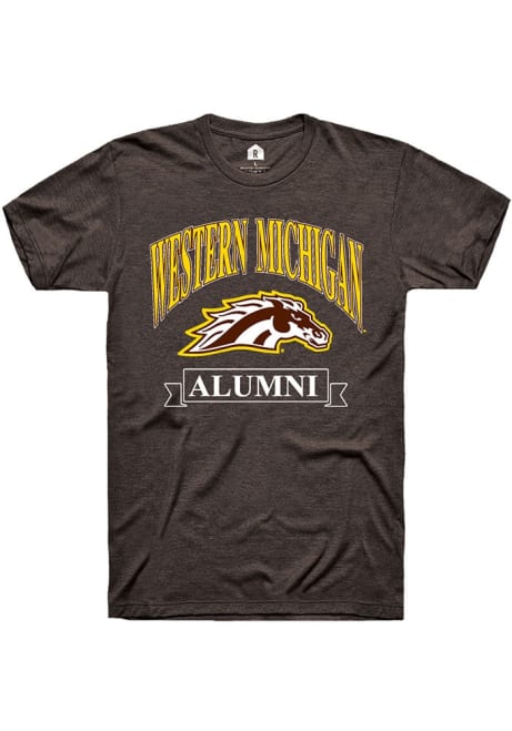 Western Michigan Broncos Brown Rally Alumni Banner Logo Short Sleeve T Shirt