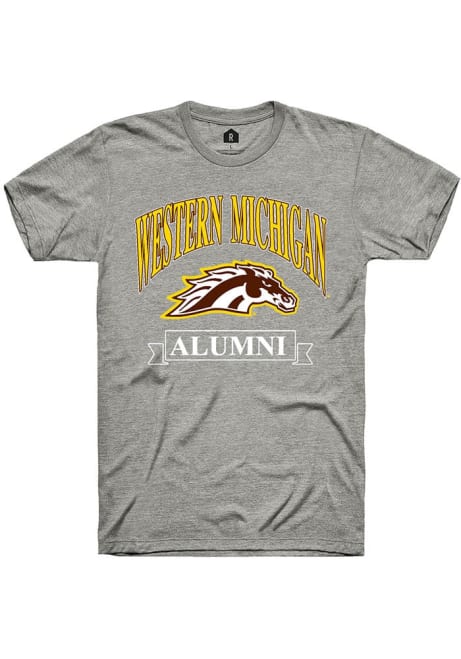 Western Michigan Broncos Grey Rally Alumni Banner Short Sleeve T Shirt