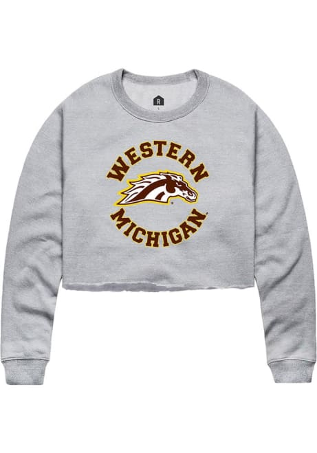 Womens Western Michigan Broncos Grey Rally Circle Crew Sweatshirt