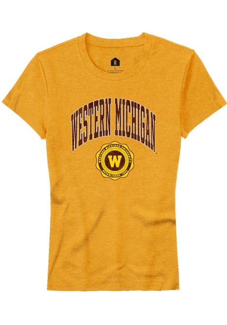 Western Michigan Broncos Gold Rally Arch Seal Short Sleeve T-Shirt