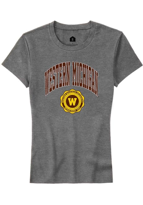 Western Michigan Broncos Grey Rally Arch Seal Short Sleeve T-Shirt