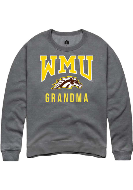 Mens Western Michigan Broncos Grey Rally Grandma Crew Sweatshirt