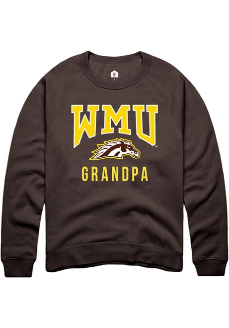 Mens Western Michigan Broncos Brown Rally Grandpa Crew Sweatshirt