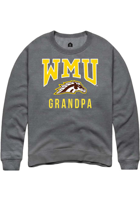 Mens Western Michigan Broncos Grey Rally Grandpa Crew Sweatshirt