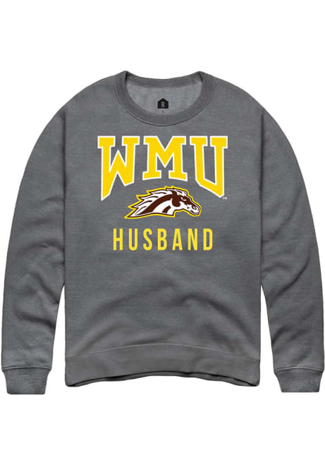 Mens Western Michigan Broncos Grey Rally Husband Crew Sweatshirt