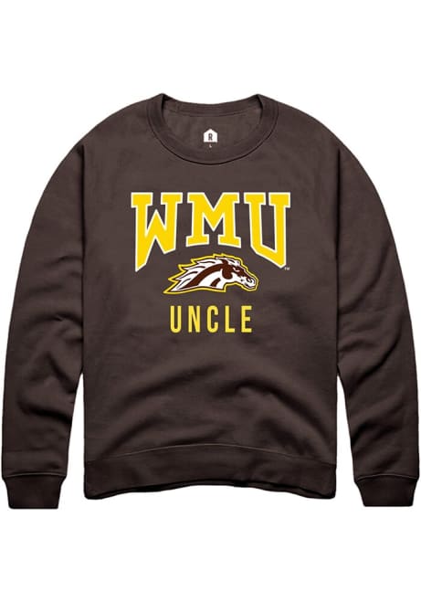 Mens Western Michigan Broncos Brown Rally Uncle Crew Sweatshirt