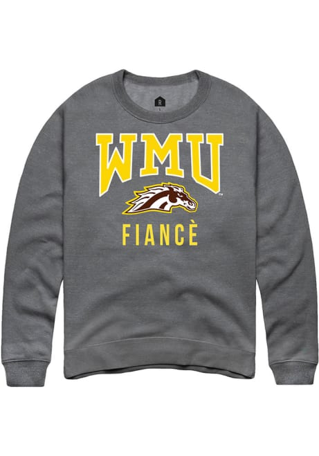 Mens Western Michigan Broncos Grey Rally Fiancé Crew Sweatshirt