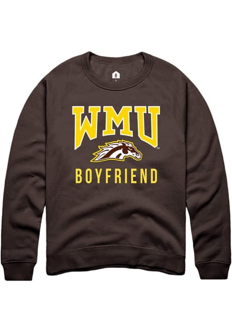 Mens Western Michigan Broncos Brown Rally Boyfriend Crew Sweatshirt