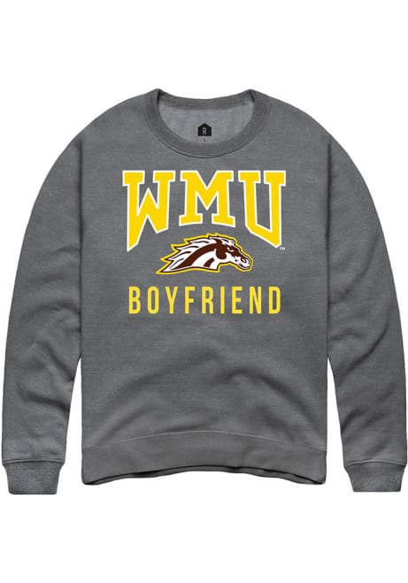 Mens Western Michigan Broncos Grey Rally Boyfriend Crew Sweatshirt