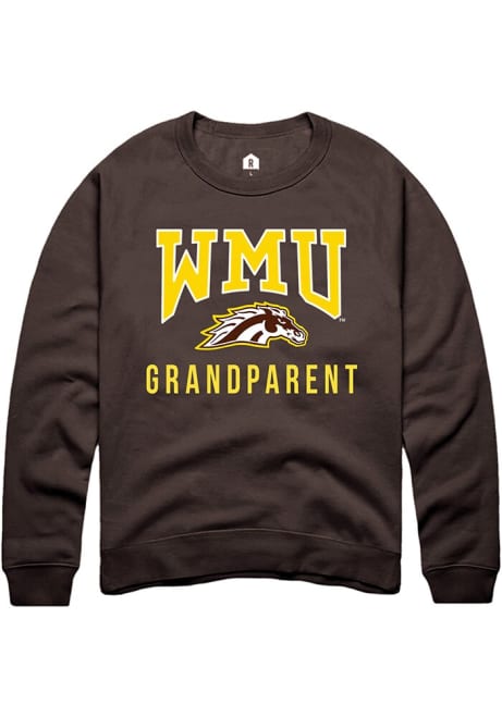 Mens Western Michigan Broncos Brown Rally Grandparent Crew Sweatshirt