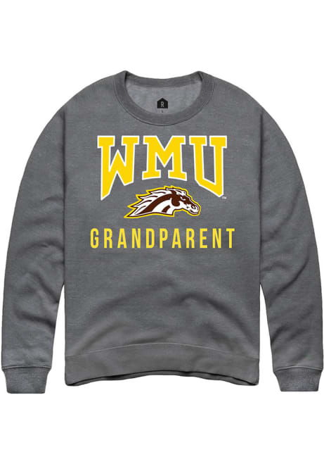 Mens Western Michigan Broncos Grey Rally Grandparent Crew Sweatshirt