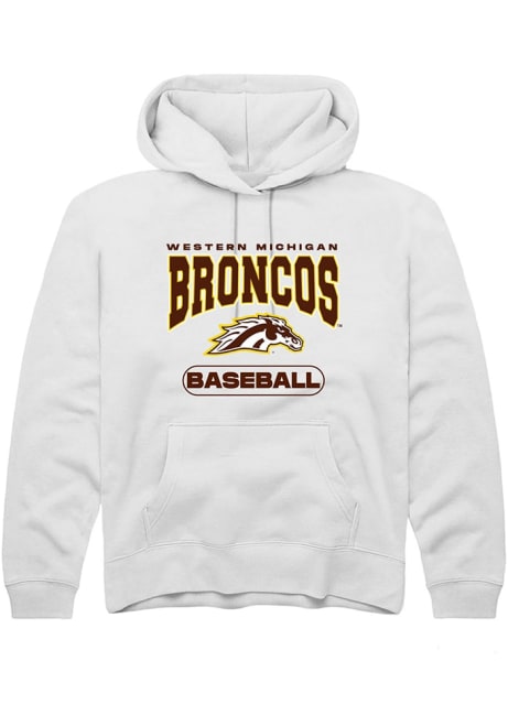 Youth Western Michigan Broncos White Rally Baseball Long Sleeve Hooded Sweatshirt