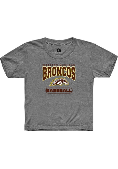 Youth Western Michigan Broncos Grey Rally Baseball Short Sleeve T-Shirt