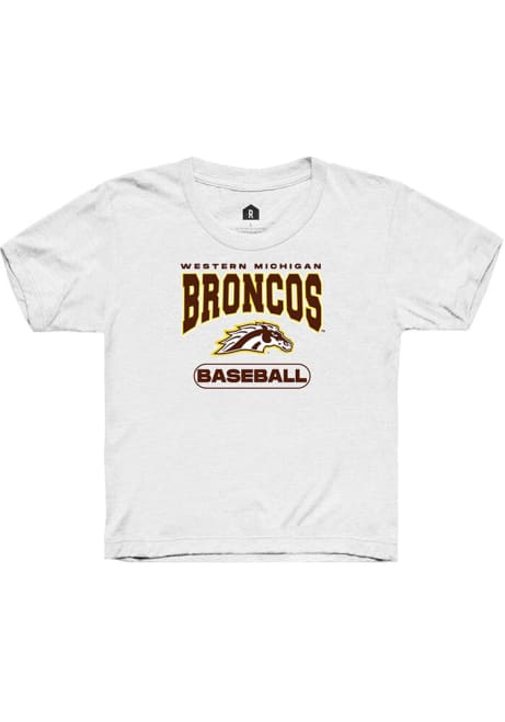 Youth Western Michigan Broncos White Rally Baseball Short Sleeve T-Shirt