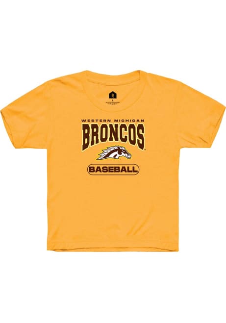 Youth Western Michigan Broncos Gold Rally Baseball Short Sleeve T-Shirt