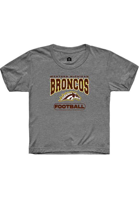 Youth Western Michigan Broncos Grey Rally Football Short Sleeve T-Shirt