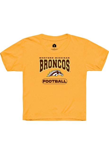 Youth Western Michigan Broncos Gold Rally Football Short Sleeve T-Shirt