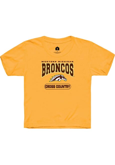 Youth Western Michigan Broncos Gold Rally Cross Country Short Sleeve T-Shirt