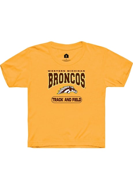 Youth Western Michigan Broncos Gold Rally Track and Field Short Sleeve T-Shirt