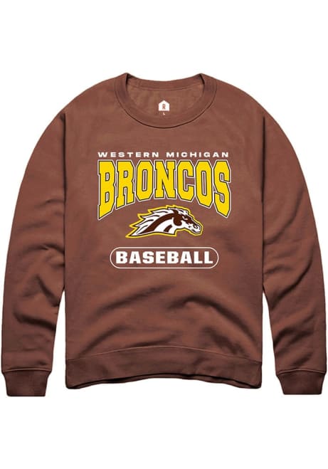 Mens Western Michigan Broncos Brown Rally Baseball Crew Sweatshirt