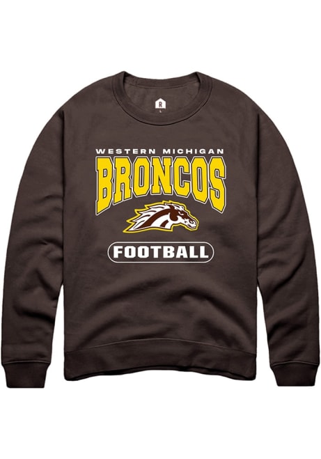 Mens Western Michigan Broncos Brown Rally Football Logo Crew Sweatshirt