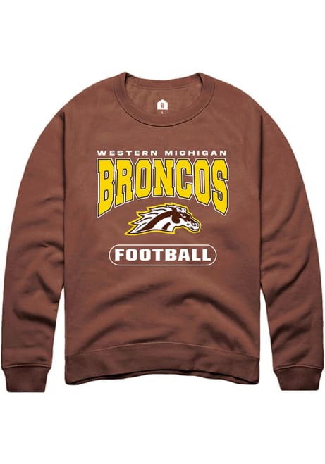 Mens Western Michigan Broncos Brown Rally Football Crew Sweatshirt