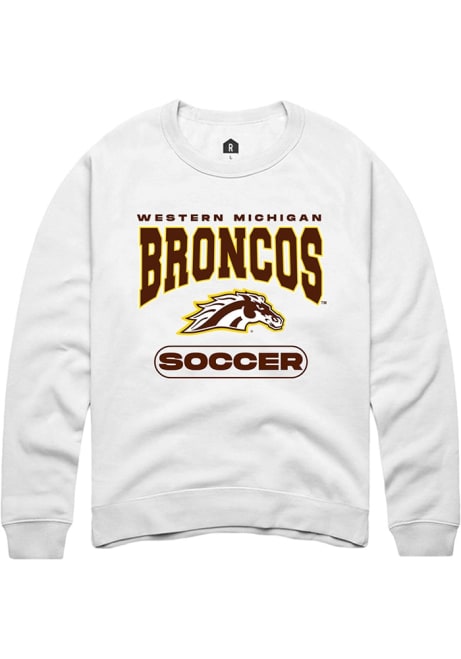 Mens Western Michigan Broncos White Rally Soccer Crew Sweatshirt