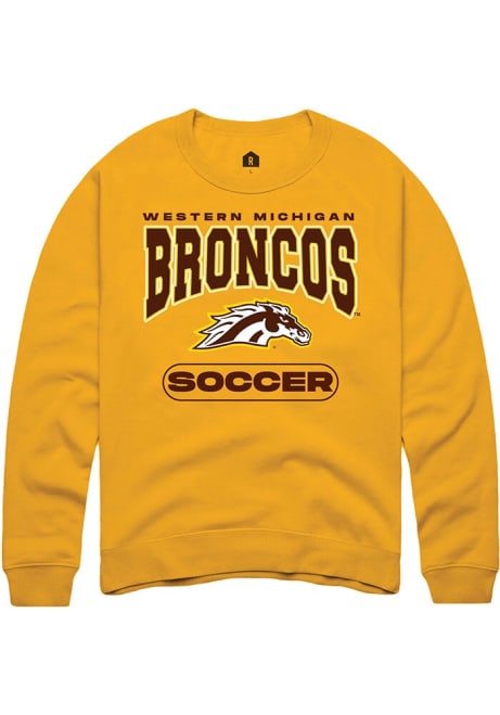 Mens Western Michigan Broncos Gold Rally Soccer Crew Sweatshirt