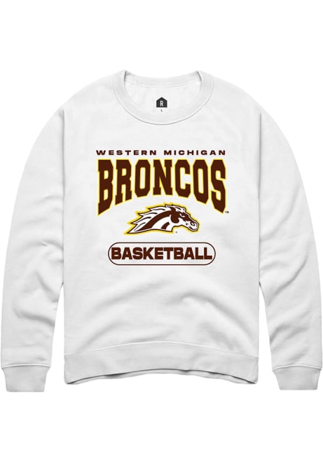 Mens Western Michigan Broncos White Rally Basketball Crew Sweatshirt