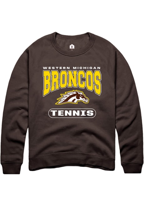 Mens Western Michigan Broncos Brown Rally Tennis Logo Crew Sweatshirt