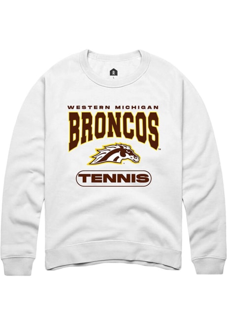 Mens Western Michigan Broncos White Rally Tennis Crew Sweatshirt