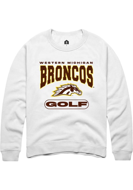 Mens Western Michigan Broncos White Rally Golf Crew Sweatshirt