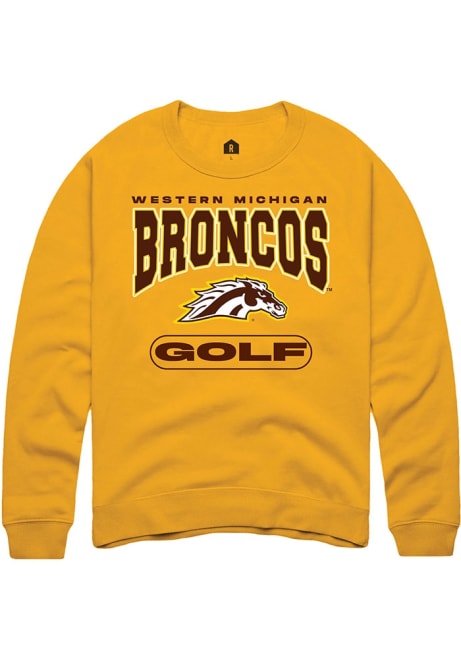 Mens Western Michigan Broncos Gold Rally Golf Crew Sweatshirt