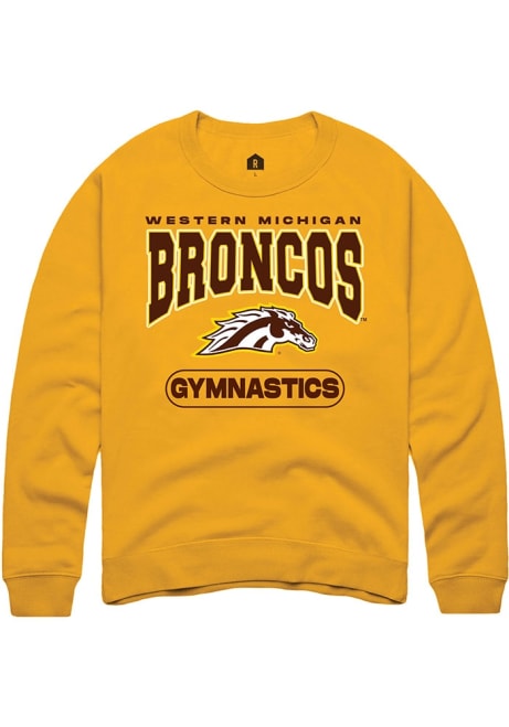 Mens Western Michigan Broncos Gold Rally Gymnastics Crew Sweatshirt