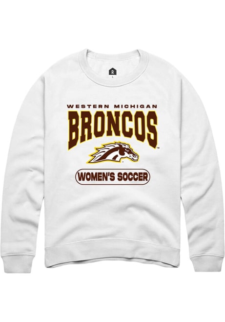 Mens Western Michigan Broncos White Rally Womens Soccer Crew Sweatshirt