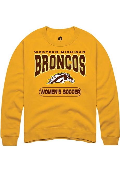 Mens Western Michigan Broncos Gold Rally Womens Soccer Crew Sweatshirt