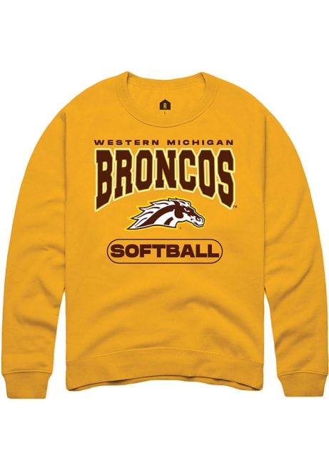 Mens Western Michigan Broncos Gold Rally Softball Crew Sweatshirt