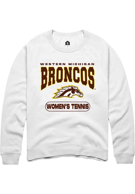 Mens Western Michigan Broncos White Rally Womens Tennis Crew Sweatshirt