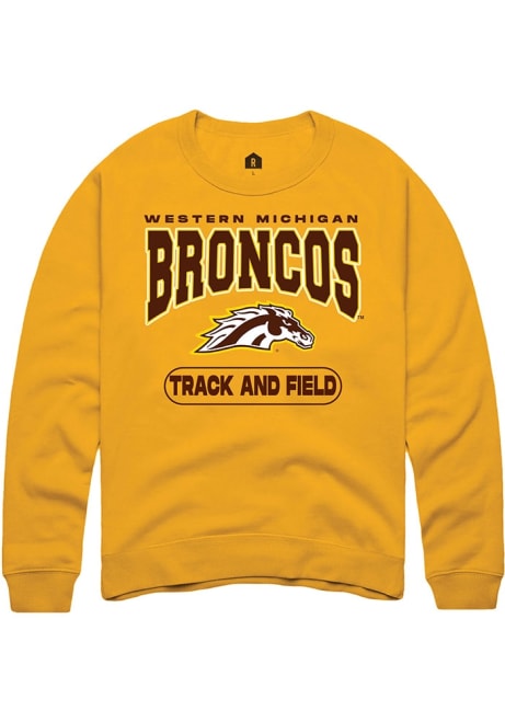 Mens Western Michigan Broncos Gold Rally Track and Field Crew Sweatshirt