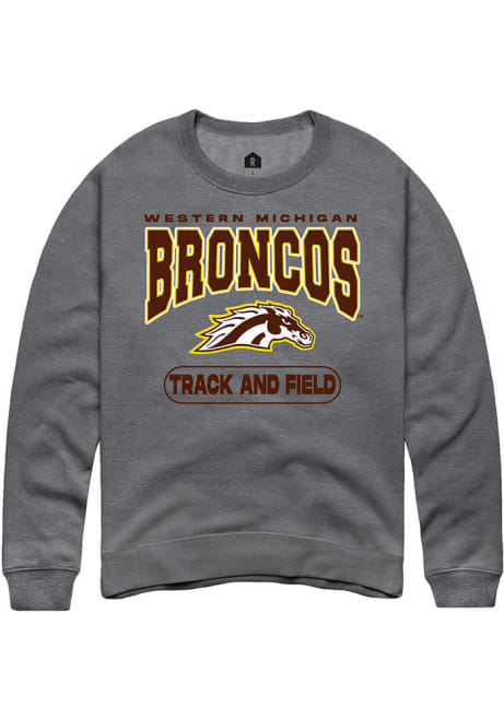 Mens Western Michigan Broncos Grey Rally Track and Field Crew Sweatshirt