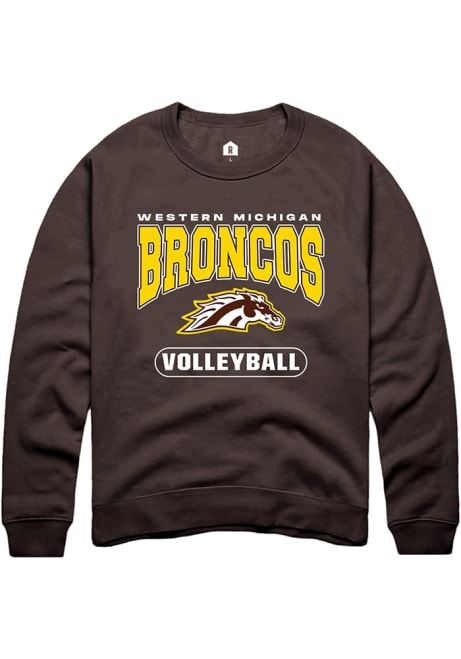 Mens Western Michigan Broncos Brown Rally Volleyball Logo Crew Sweatshirt