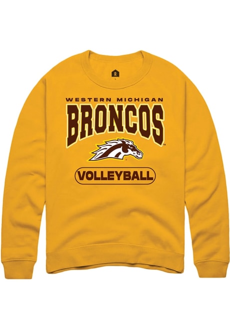 Mens Western Michigan Broncos Gold Rally Volleyball Crew Sweatshirt