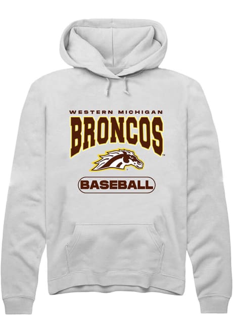 Mens Western Michigan Broncos White Rally Baseball Hooded Sweatshirt