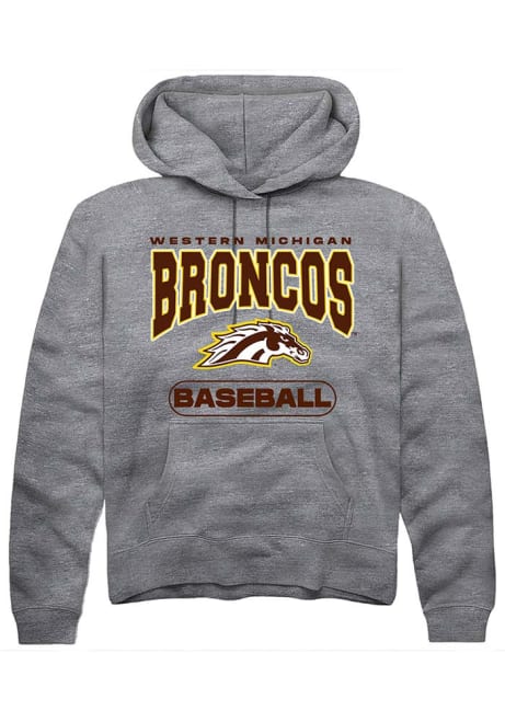 Mens Western Michigan Broncos Grey Rally Baseball Hooded Sweatshirt